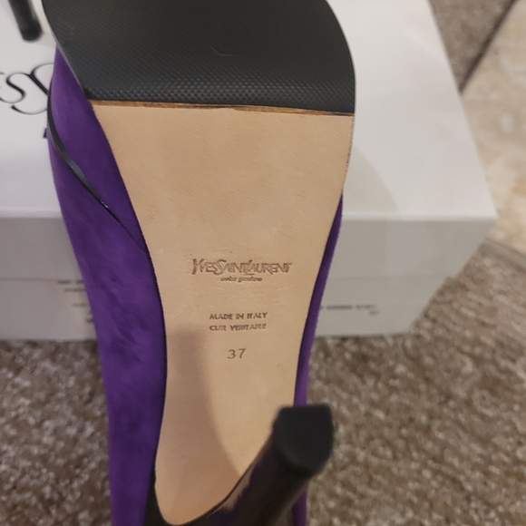 YVES SAINT LAUTENT (YSL) Tribute Pump, Kid Suede, Viola, Size 37 Women's - Picture 9 of 14